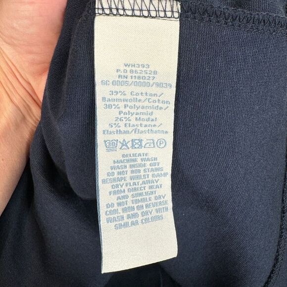 Boden Sheath Dress Size 8P Petite Navy Blue Cotton Cap Sleeve‎ V Neck Pockets - Picture 6 of 7